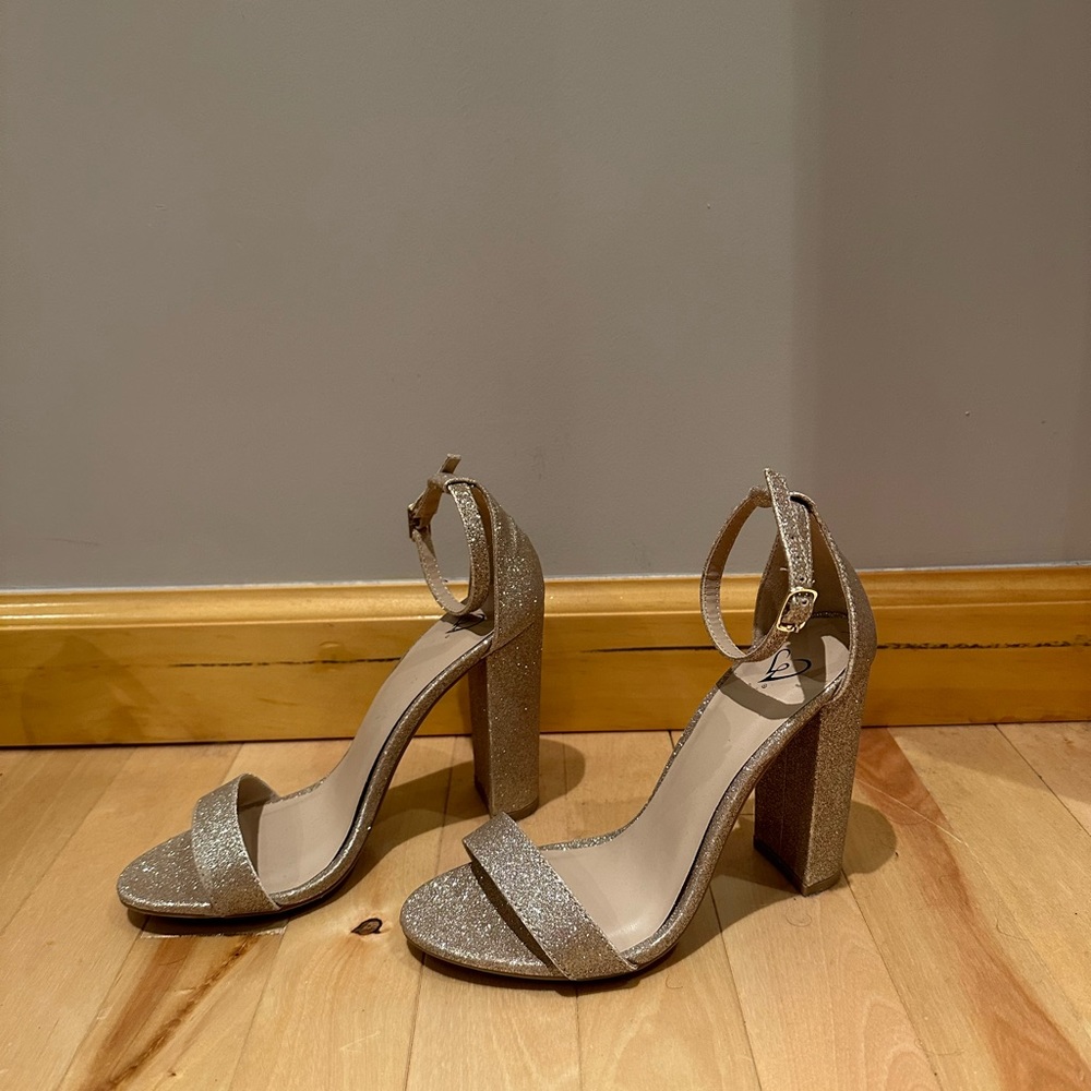 Windsor shiny sparkly rose gold heels